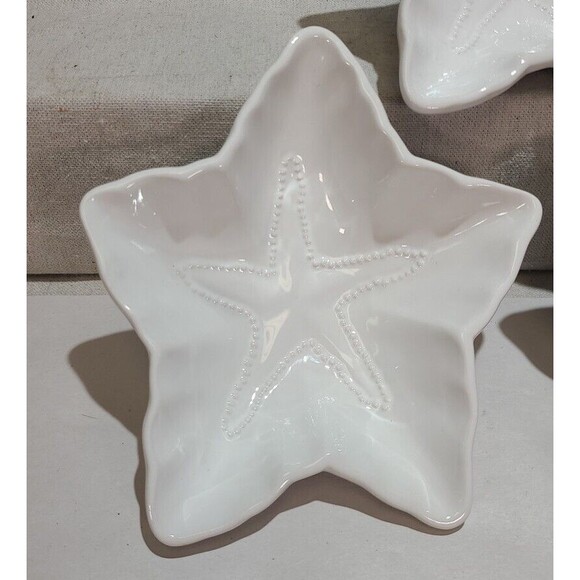 Set Of 3 Home Essentials Vintage Collection Starfish Dish Bowl White Nautical - Picture 2 of 8